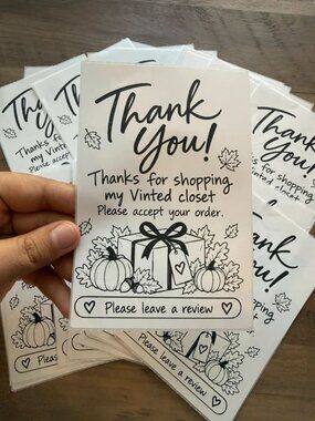 15 Count Vinted Closet Thank You Stickers Fall Pumpkin Order Package Inserts